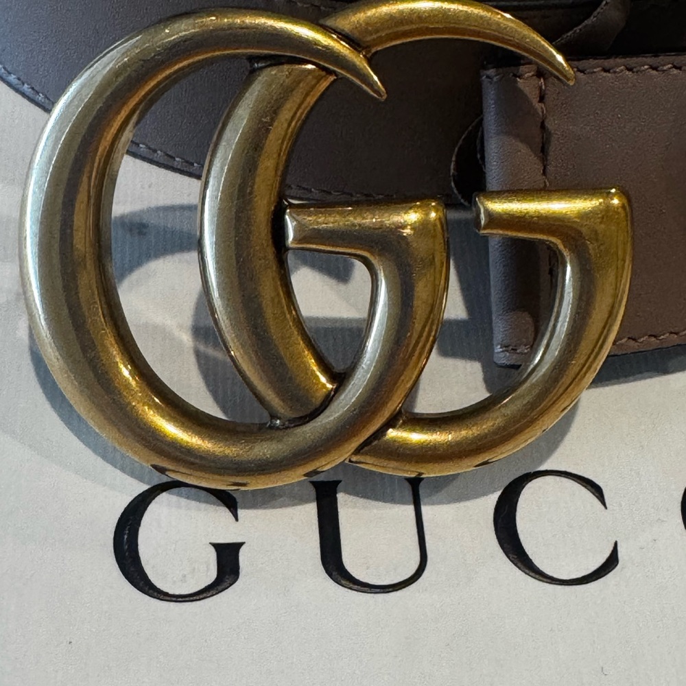 Authentic Gucci Porcelain Rose Calfskin GG Marmont Belt 90/36